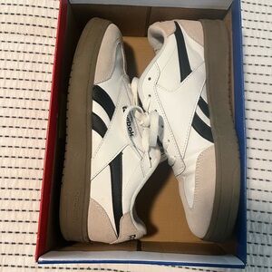 Reebok Classic White and Tan Sneakers